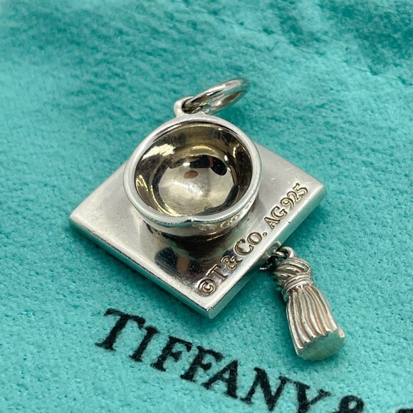 Tiffany & Co. Sterling Silver Graduation Cap Hat Tassel Charm Pendant - Picture 4 of 12